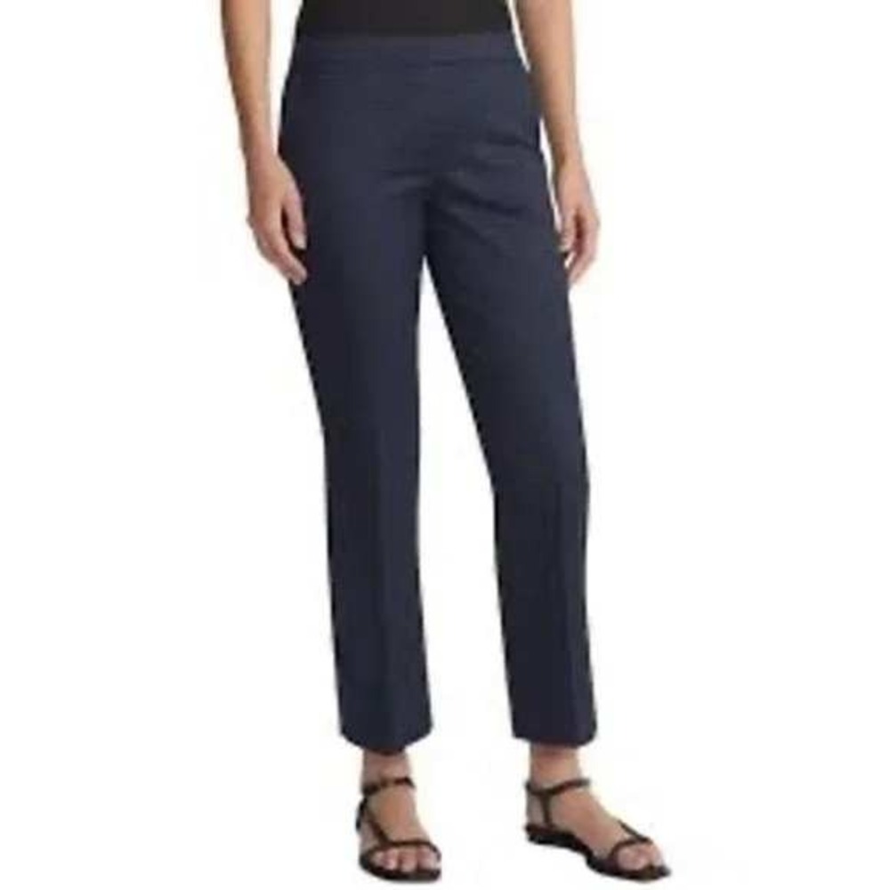NWT Lafayette 148 Manhattan Virgin Wool Blend Crop Dress Pants Navy Ink 14W
